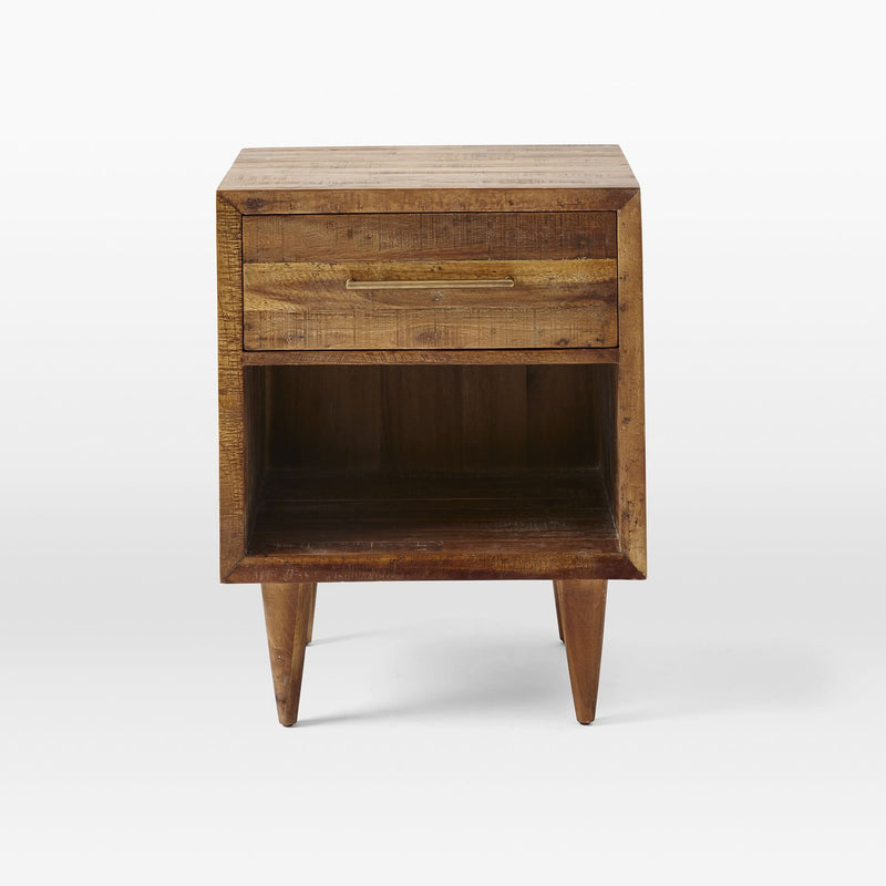 Yukared Curved Oak Pedestal Bedside Table - Wooden Empiro