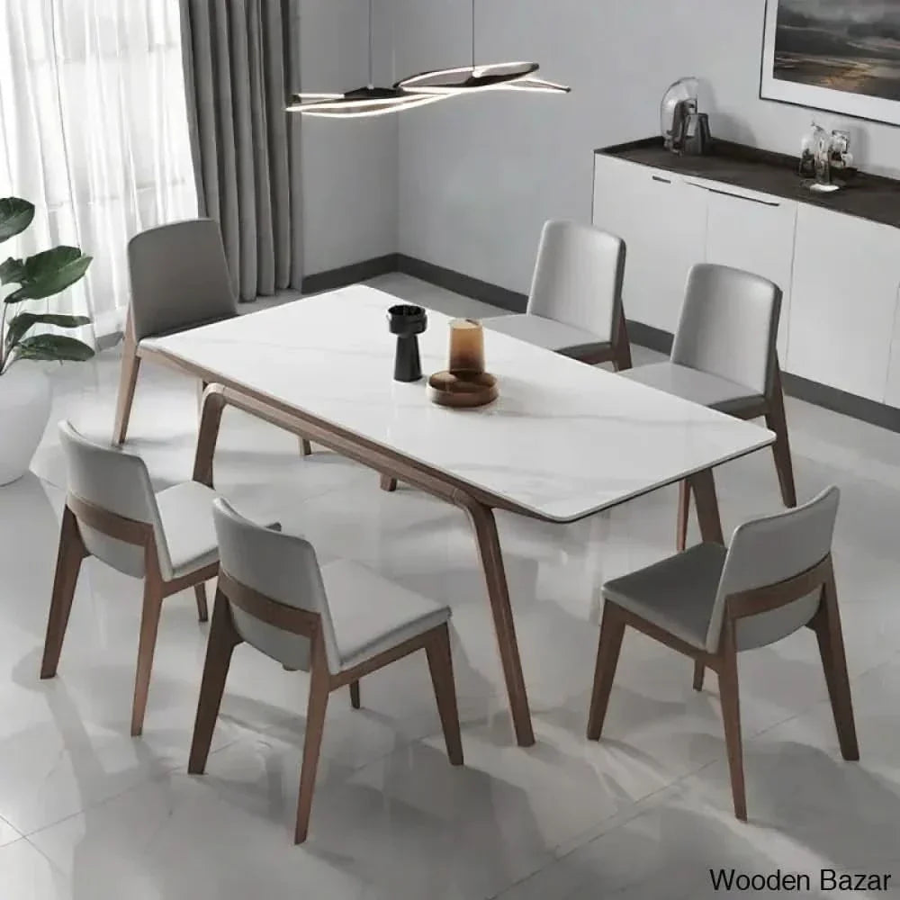 Alivia Luxury 6 Seater Dining Table Set - Wooden Empiro 29.5’’ H X 31.5’’ W 55.1’’ L