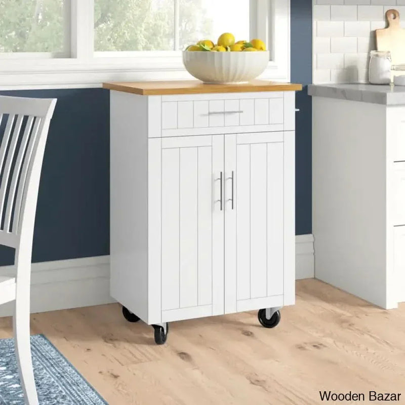 Alleah Wood Kitchen Island Kitchen trolley cart cabinet kitchen island with storage