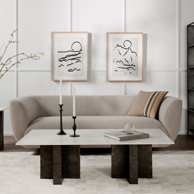 Niumzered Aluminum Cross Base Rectangle Coffee Table - Wooden Empiro