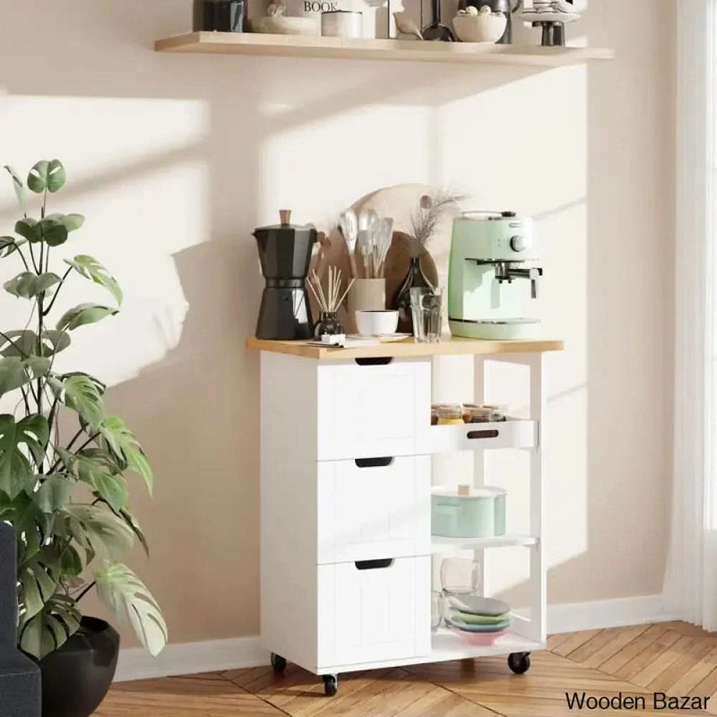 Amarieon Wood Kitchen Island Kitchen trolley cart cabinet kitchen island with storage