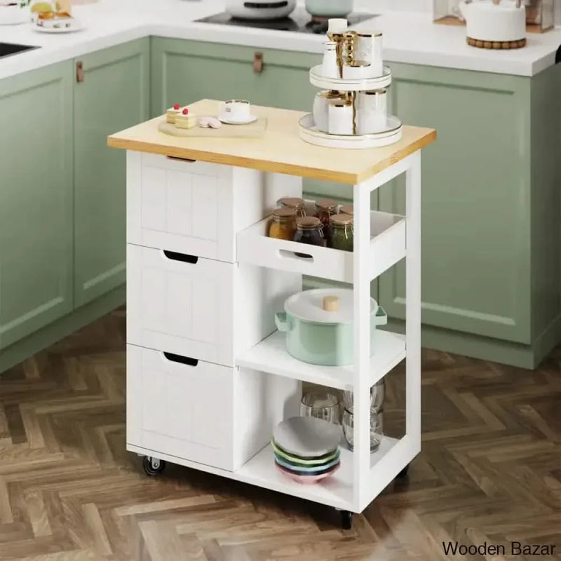 Amarieon Wood Kitchen Island Kitchen trolley cart cabinet kitchen island with storage