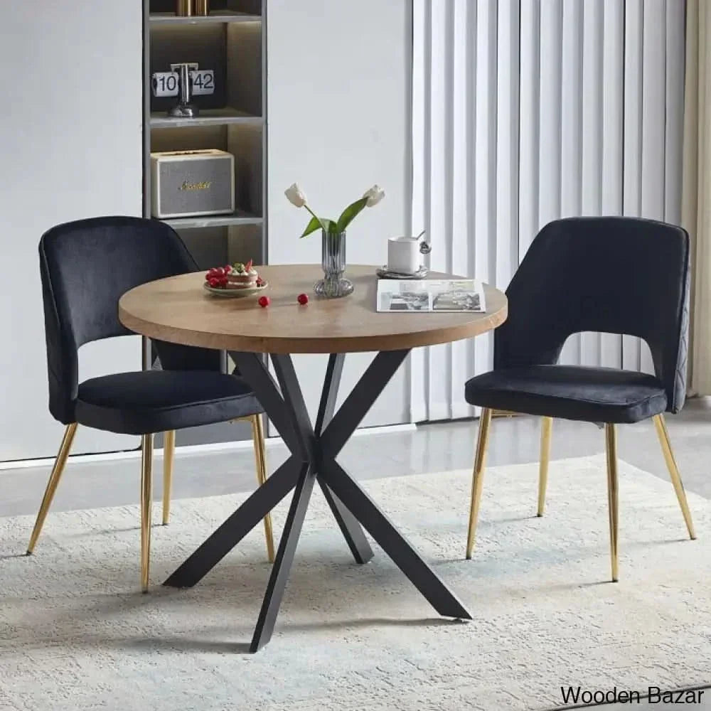 Anilia New 2 Seater Pedestal Dining Table Set - Wooden Empiro Black