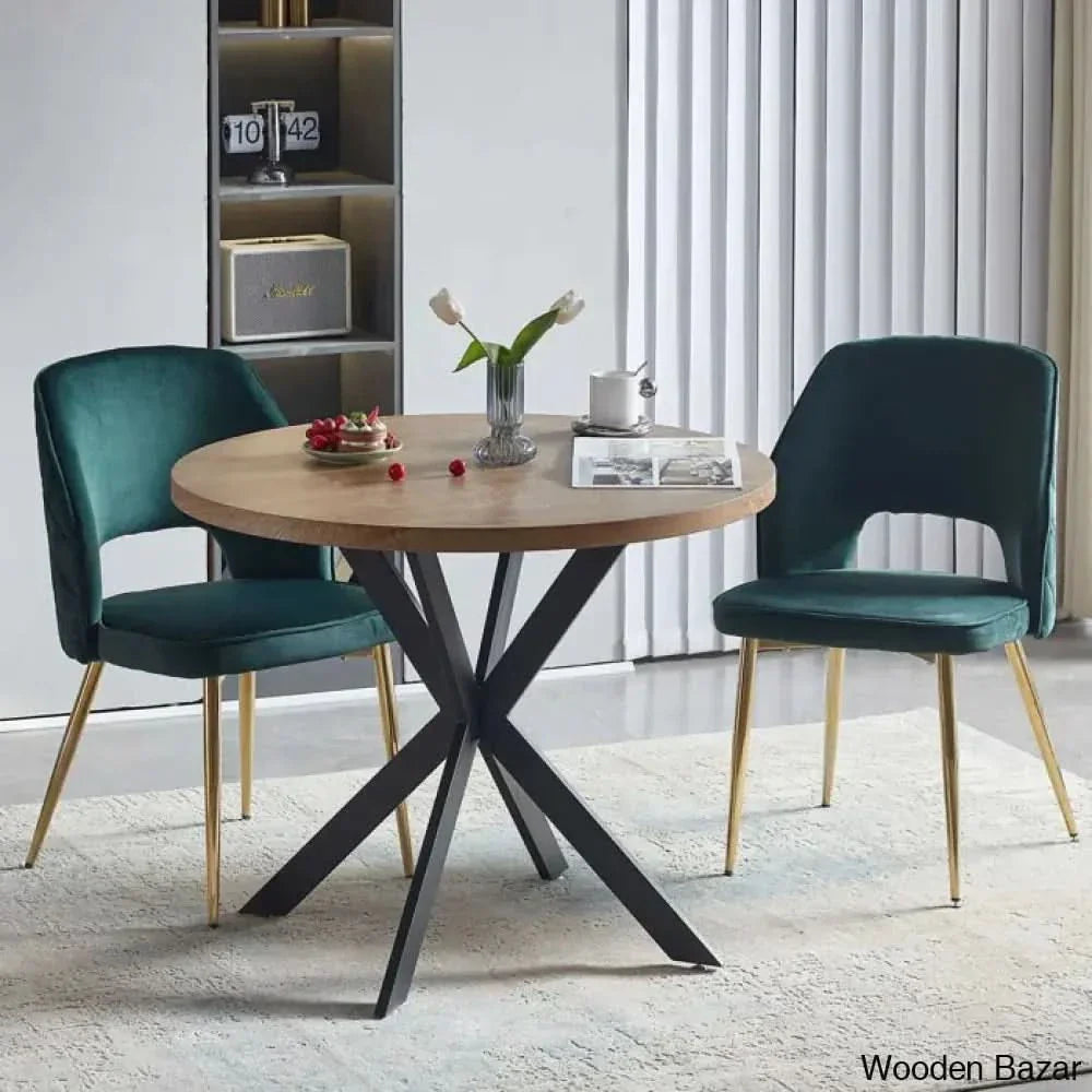 Anilia New 2 Seater Pedestal Dining Table Set - Wooden Empiro Forest Green