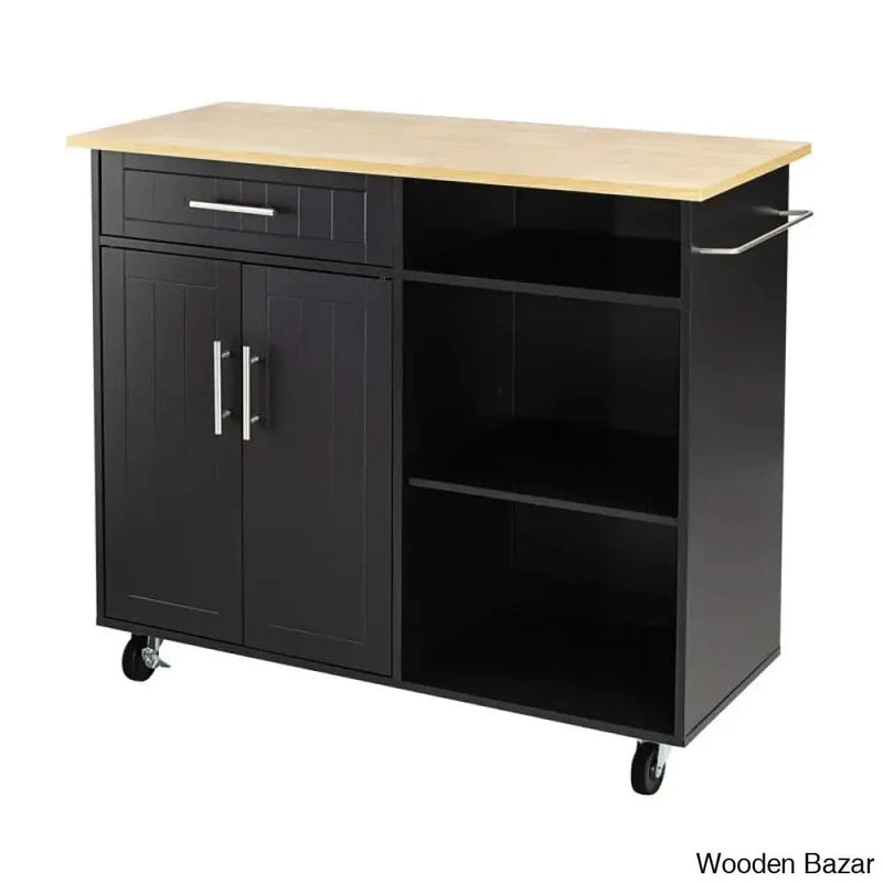 Anjuta Wood Kitchen Island Kitchen trolley cart cabinet kitchen island with storage