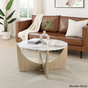 Annekathrine Coffee And Center Table Calacatta Marble/Coastal Oak