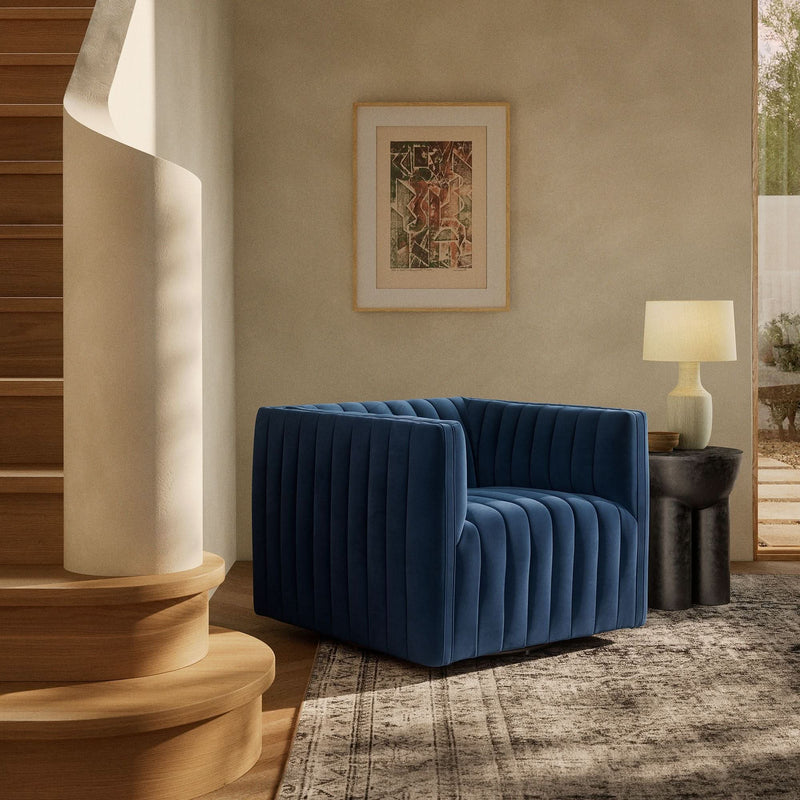 Virrux Channeled Swivel Chair - Wooden Empiro