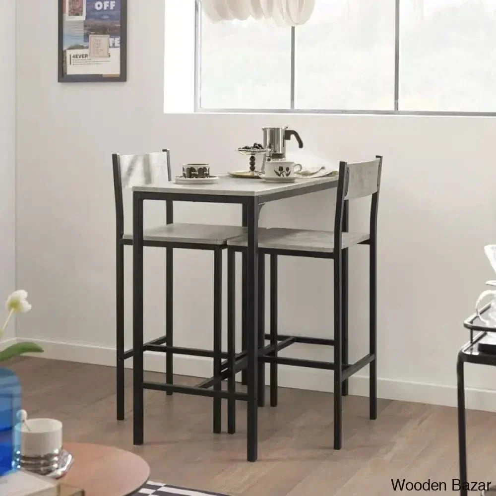 Antigon Modern 2 Seater Dining Table Set For Homes Gray