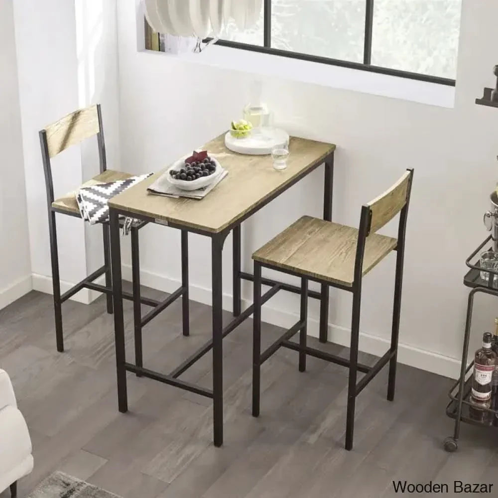 Antigon Modern 2 Seater Dining Table Set For Homes Light Brown