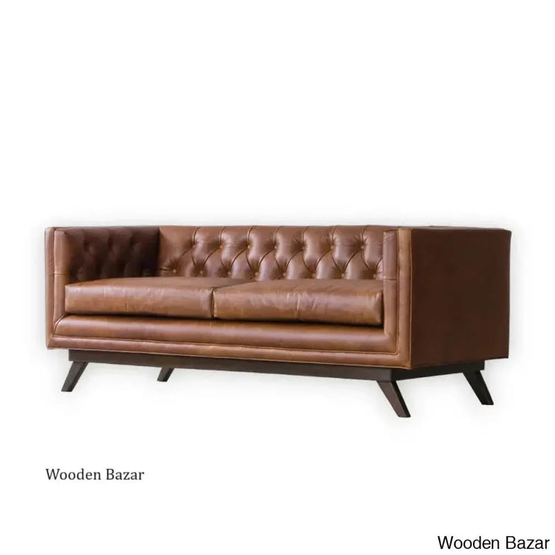 Antique comfortable Chesterfield leather sofa -Wooden Empiro
