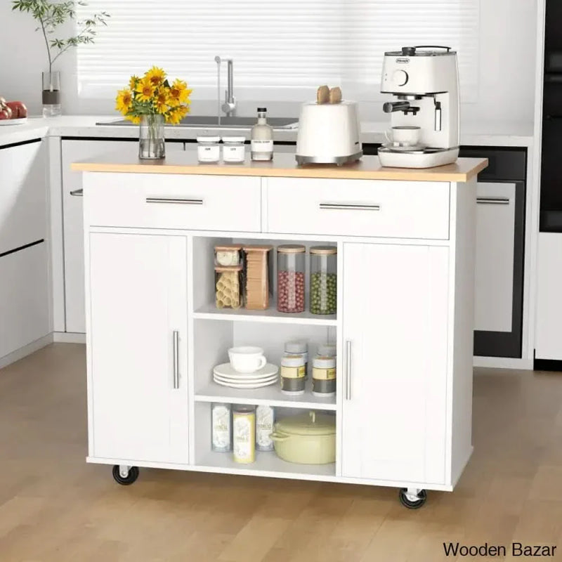Aralynne Wood Kitchen Island Kitchen trolley cart cabinet kitchen island with storage