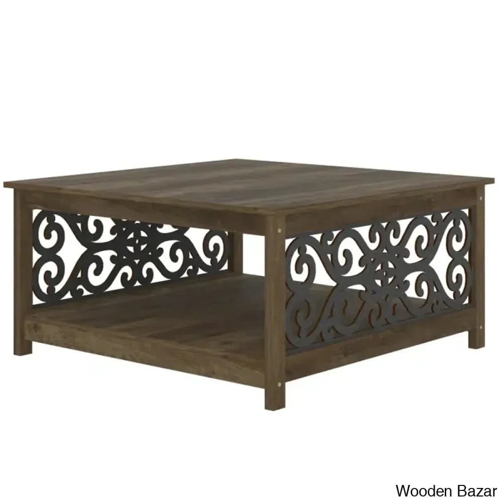 Ariba Coffee And Center Table With Open Storage Gray Stone/Knotty Oak