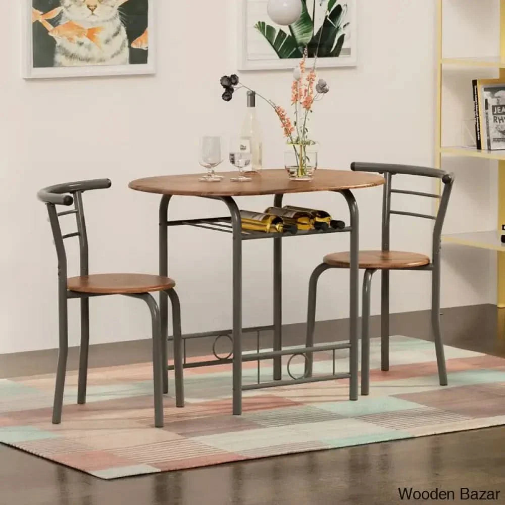 Atwell 2 Seater Dining Table Set - Wooden Empiro Brown