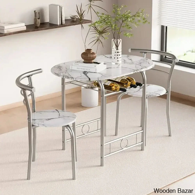 Atwell 2 Seater Dining Table Set - Wooden Empiro White