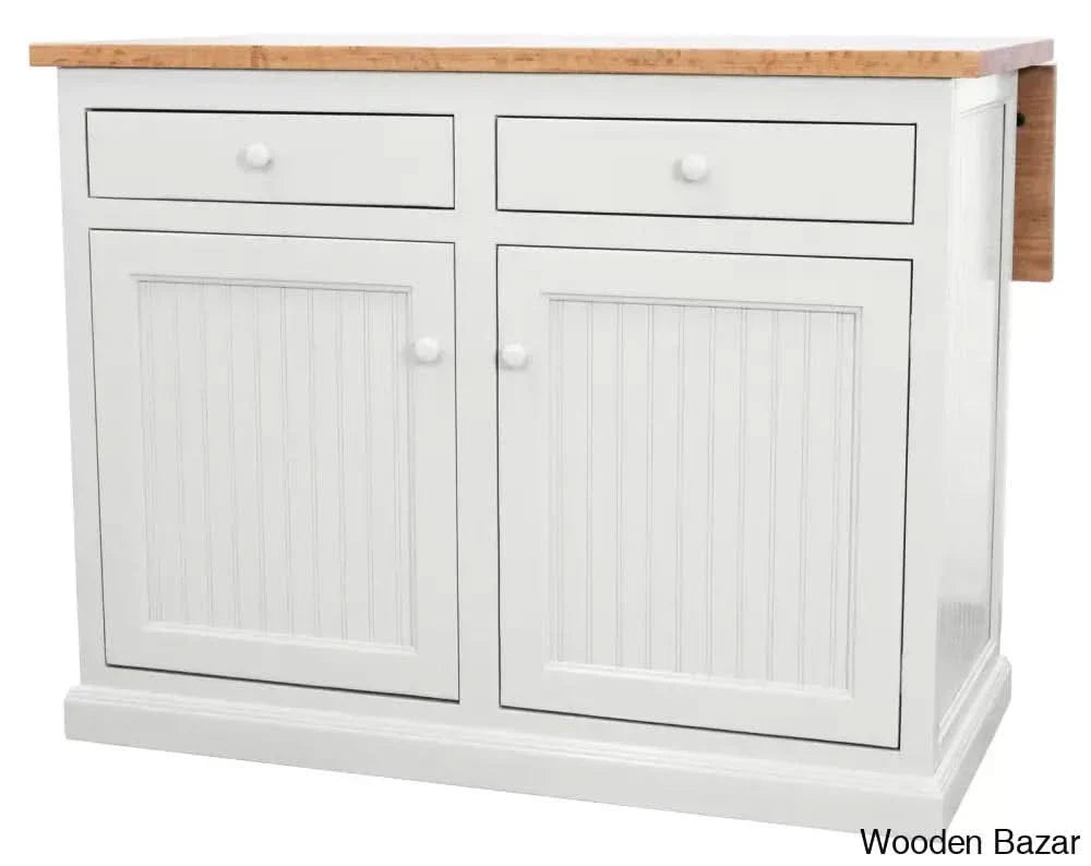 Avant Solid Wood Kitchen Island Trolley Cart Cabinet Kitchen Island With Storage Bright White
