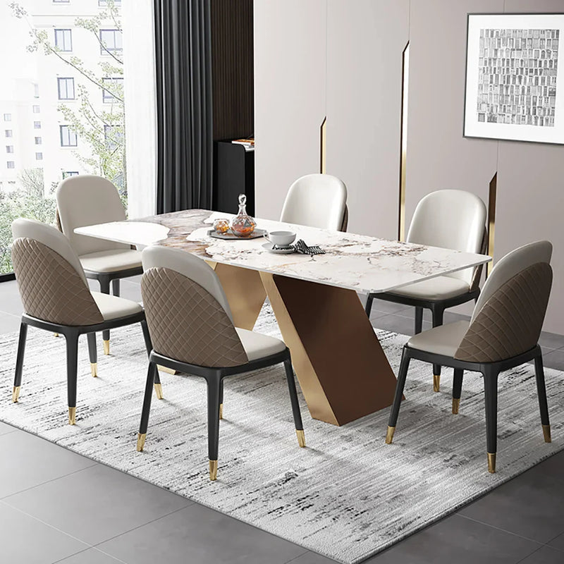 Dyna Modern 8 Seater Dining Set With Golden Base