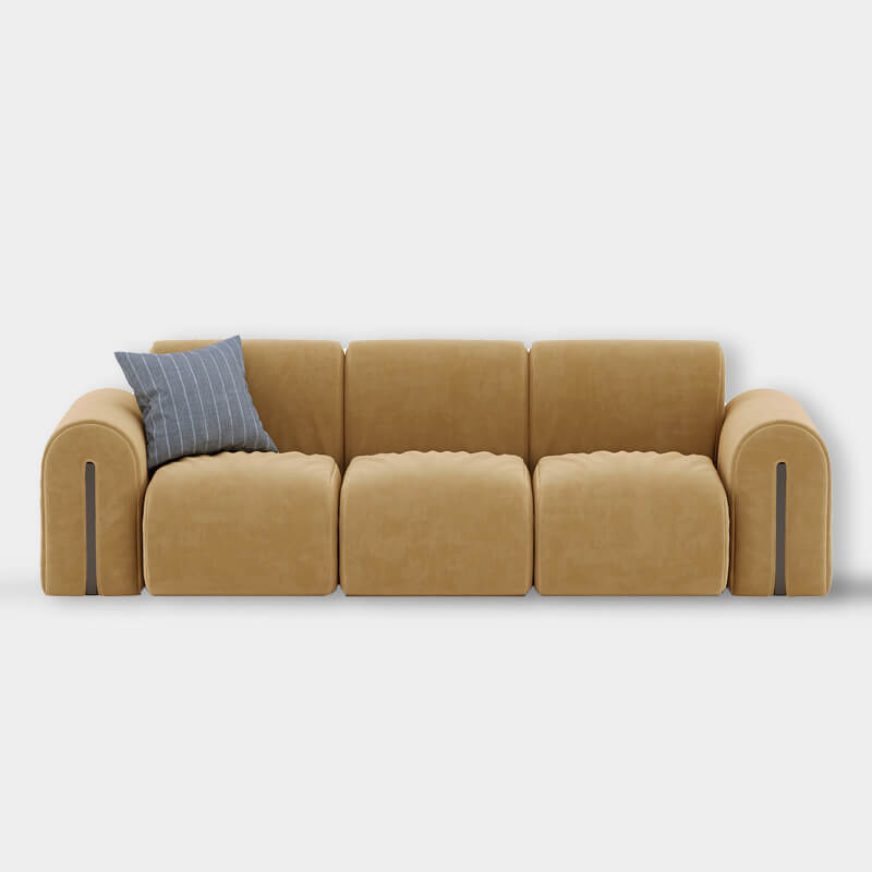 3 Seater Italian Inspired Mustard Yellow Sofa