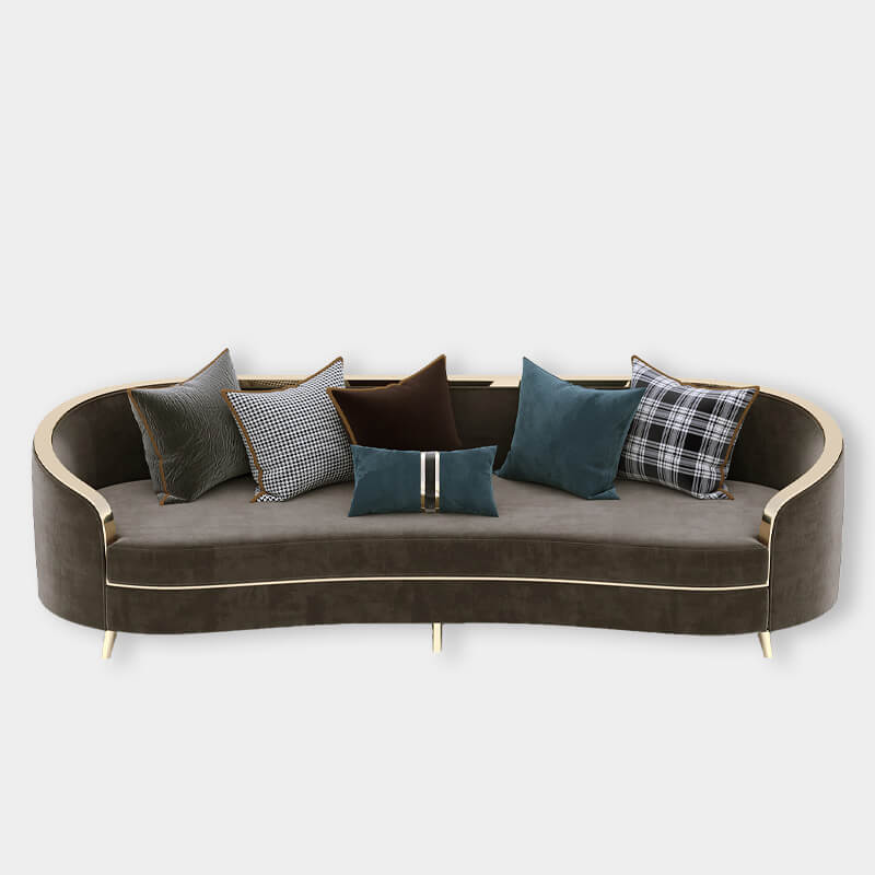 3 Seater Chocolate Tan Curved Sofa