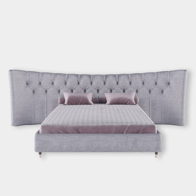 Cyan Grey Upholstered King-Size Bed With Hydraulic Storage