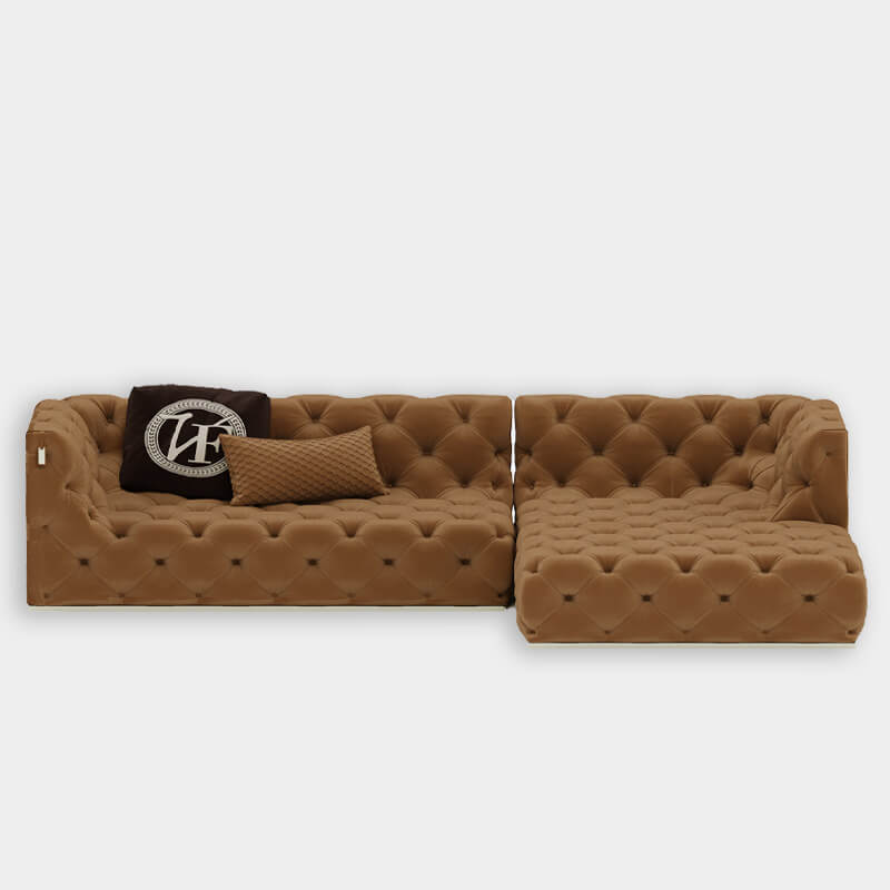 4 Seater L-Shaped Brown Sofa