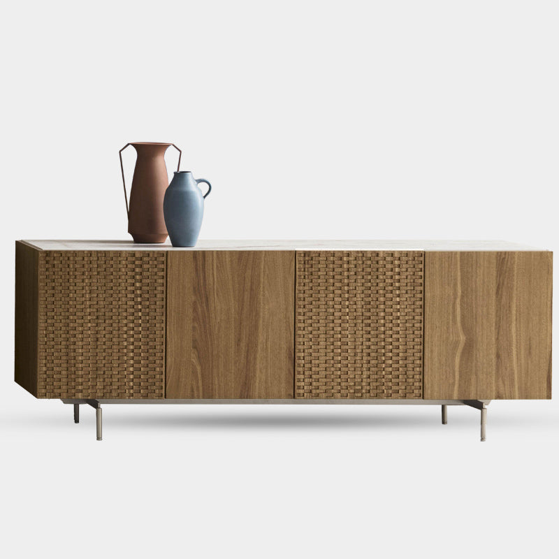 Modern Wooden TV Unit With Cabinet Storage