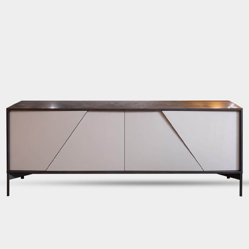 Dual Tone Wooden TV Unit With Cabinets