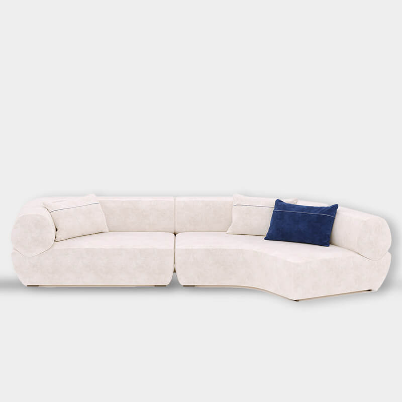4 Seater Modern Curved Sectional White Sofa