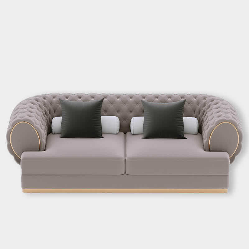 2 Seater Grey Sofa With Cushion Upholstery