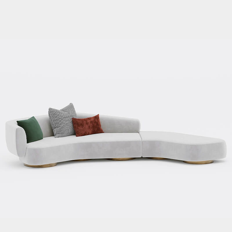 4 Seater Modern Light Grey Curved Sofa