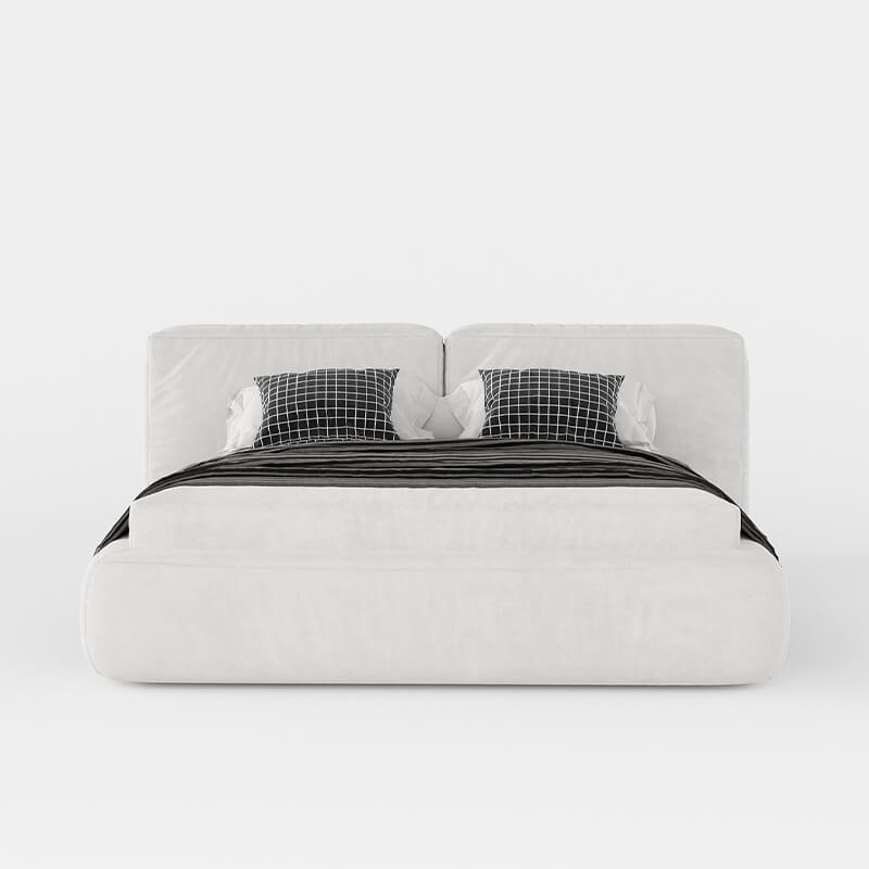 Fully Upholstered Modern Snow Grey King-Size Bed With Hydraulic Storage