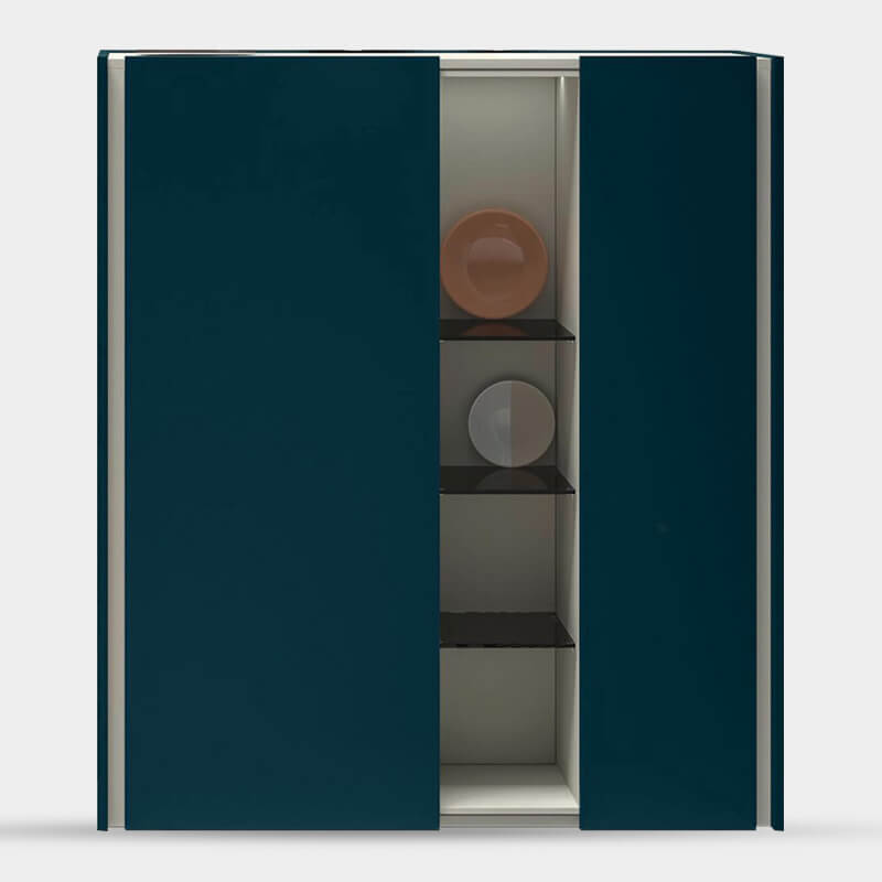 Modern Dark Teal Blue Sideboard With Doors