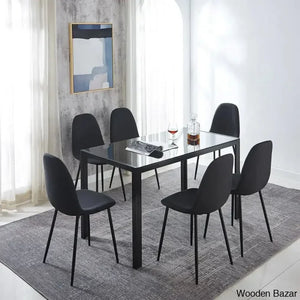 Ballentine 4&6 Seater Beautiful Glass Top Dining Table Set - Wooden Empiro 6 / Black