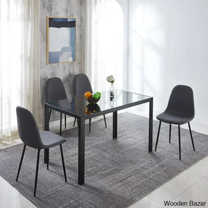 Ballentine 4&6 Seater Beautiful Glass Top Dining Table Set - Wooden Empiro 4 / Gray