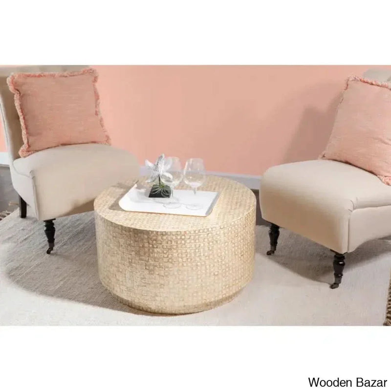 Barcley Modern Shell Finish Coffee Table and center table