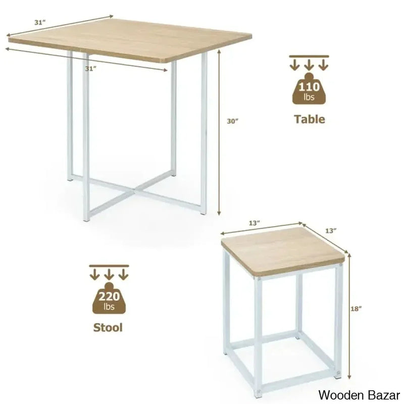 Bardalph Modern 4 Seater Dining Table Set - Wooden Empiro