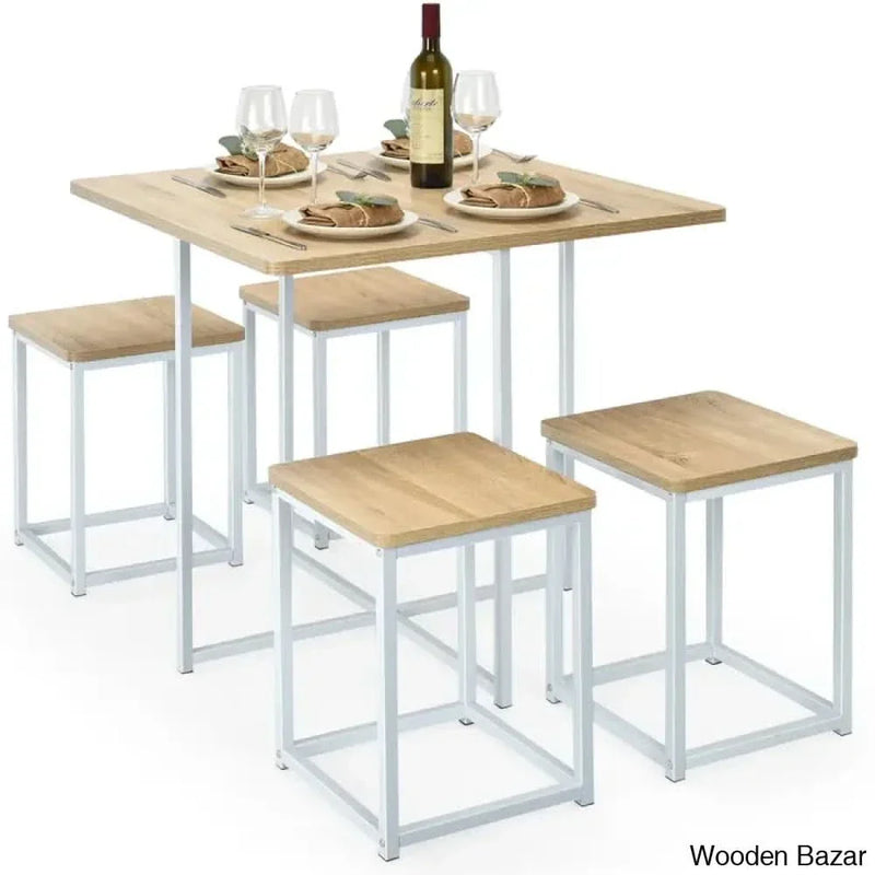 Bardalph Modern 4 Seater Dining Table Set - Wooden Empiro