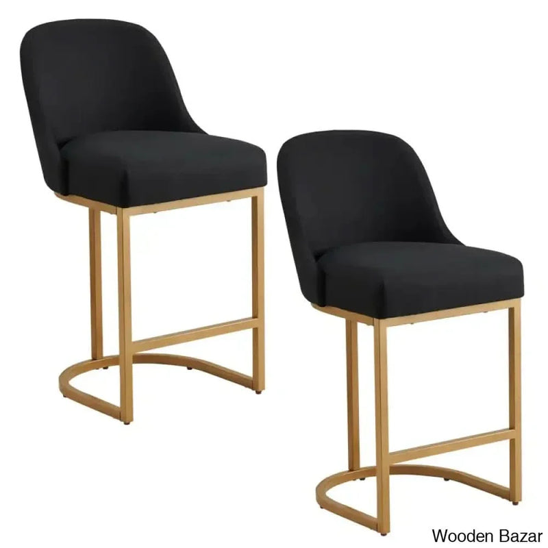 Barrelbacko Swivel Counter and bar Stool with Linen Seat and Metal Base