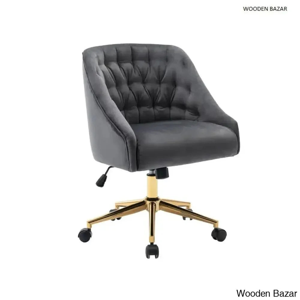 Batrice Velvet Task Chair Wooden Empiro