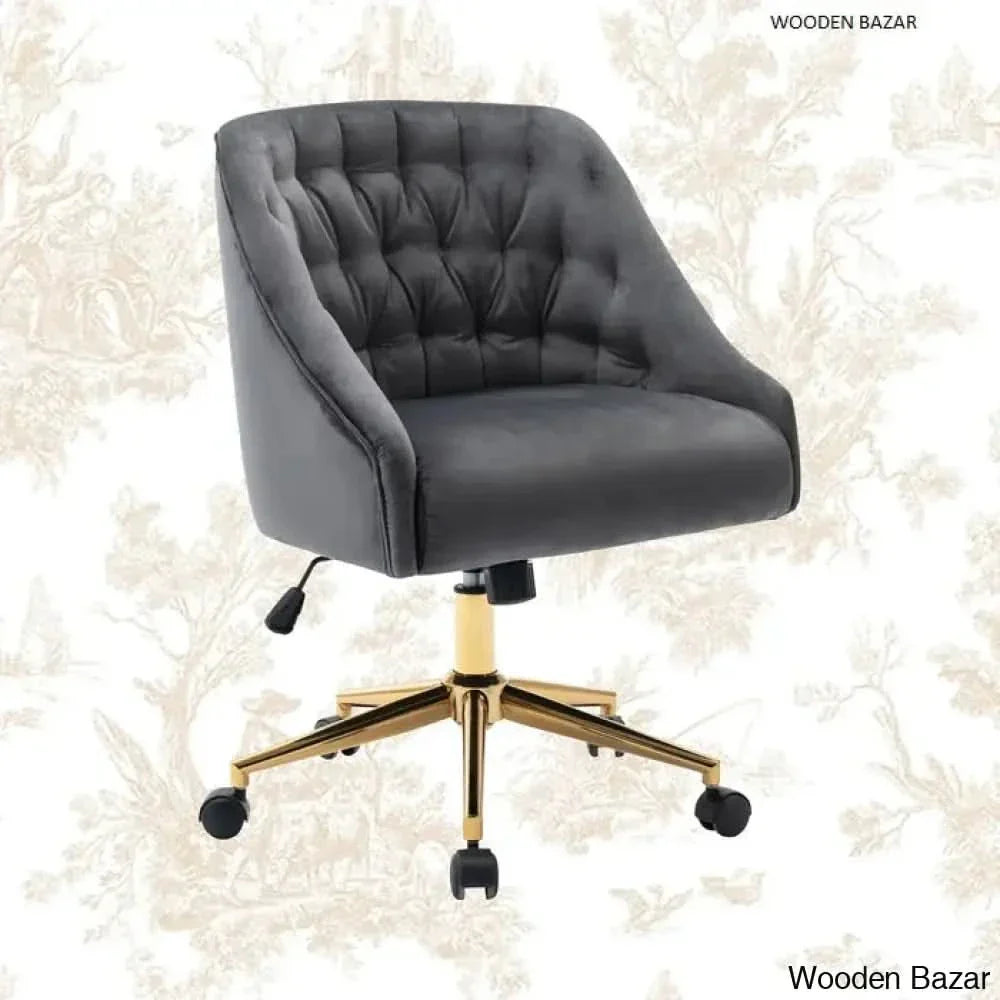 Batrice Velvet Task Chair Wooden Empiro