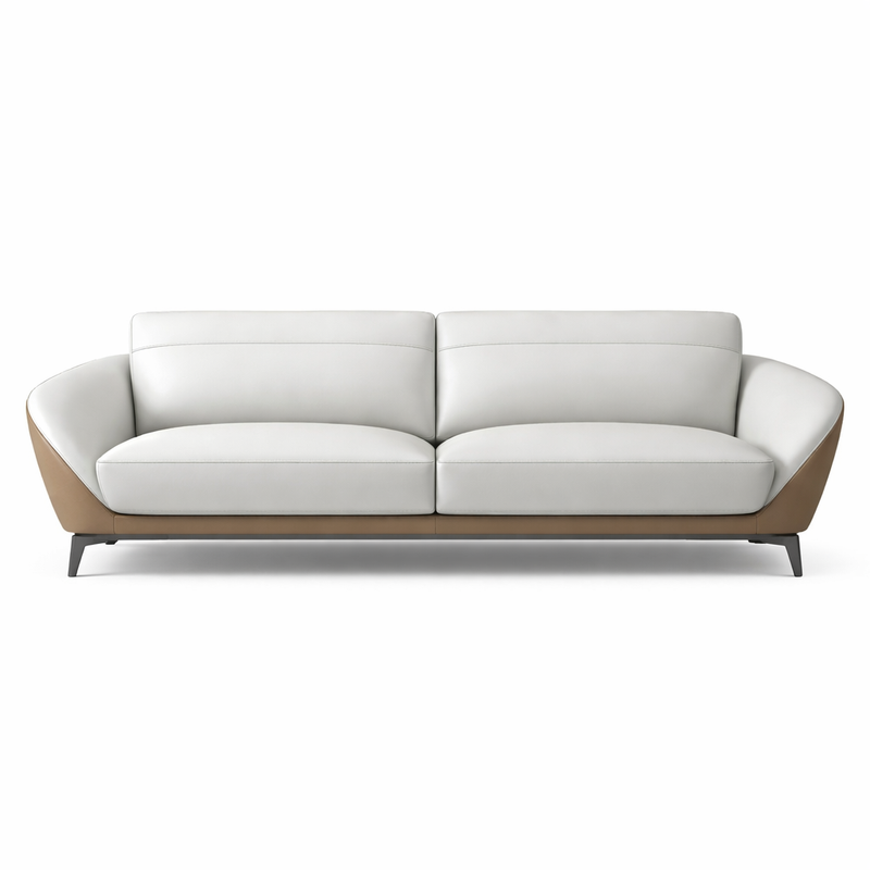 Versace Luxury Leath-Aire Upholstered Sofa in White for a Stylish Look