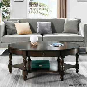 Bebi Luxury Round Coffee And Center Table - Wooden Empiro Dark Walnut