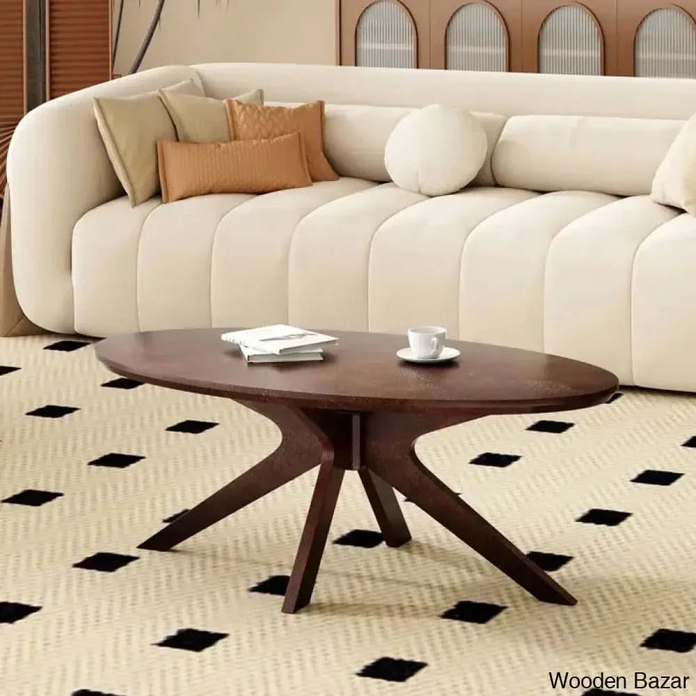 Berglined Solid Wood Single Coffee And Center Table Black Walnut Top/Dark Base