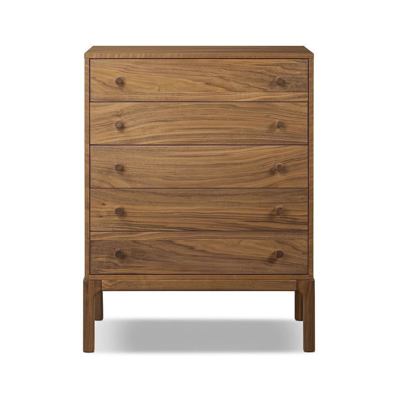Kerrafi Walnut 5-Drawer Dresser - Wooden Empiro