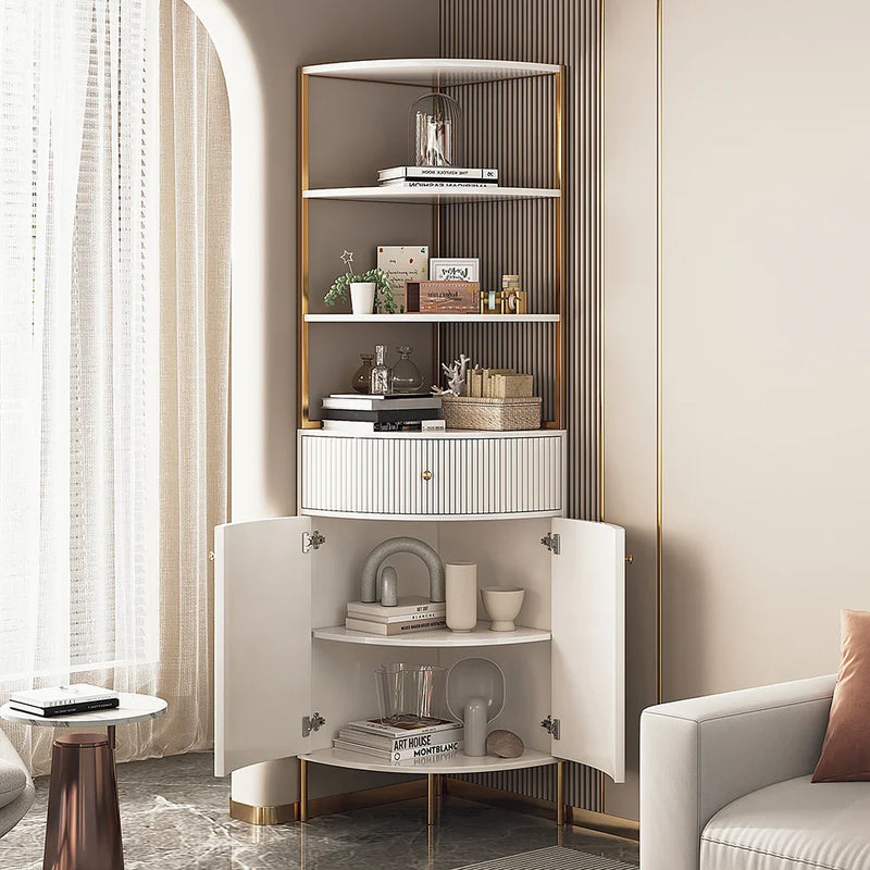 Moya Modern White Corner Bookshelf