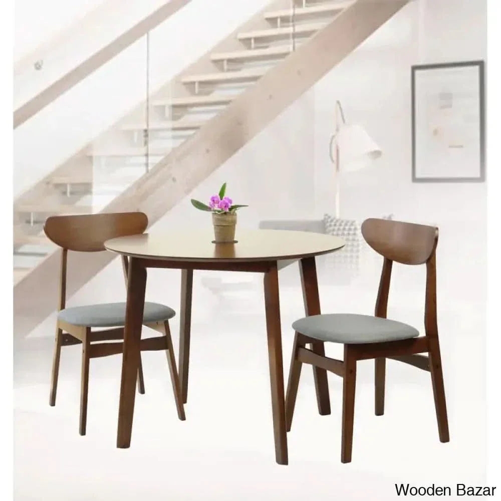 Blaan New 2 Seater Dining Table Set - Wooden Empiro Walnut