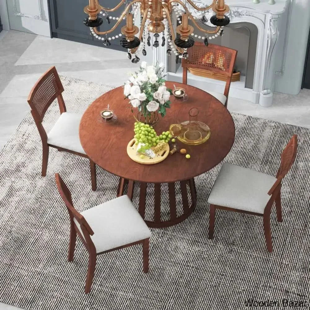 Blackburn 4 Seater Dining Table Set - Wooden Empiro Walnut