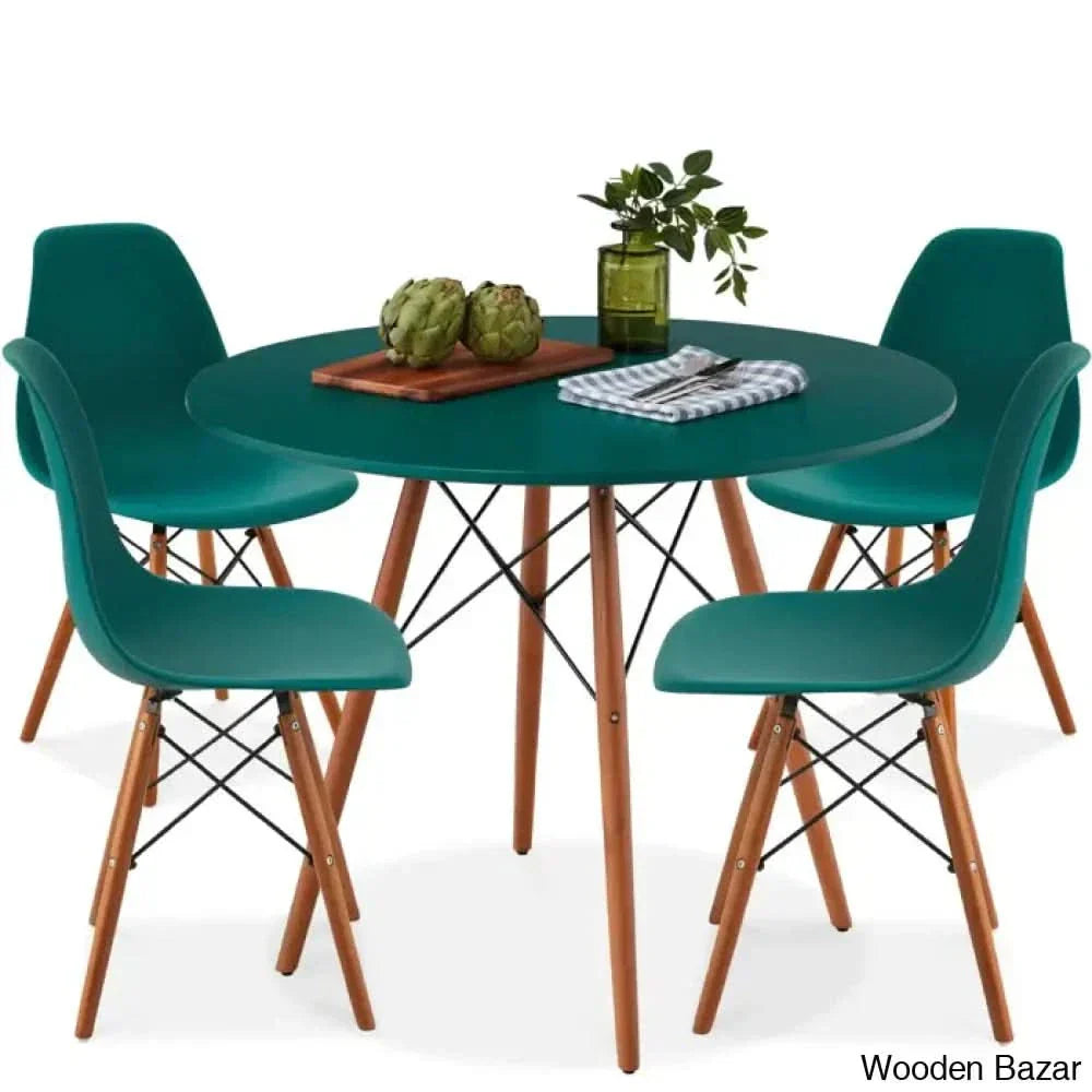 Blaine 4 Seater Stylish Dining Table Set - Wooden Empiro Green