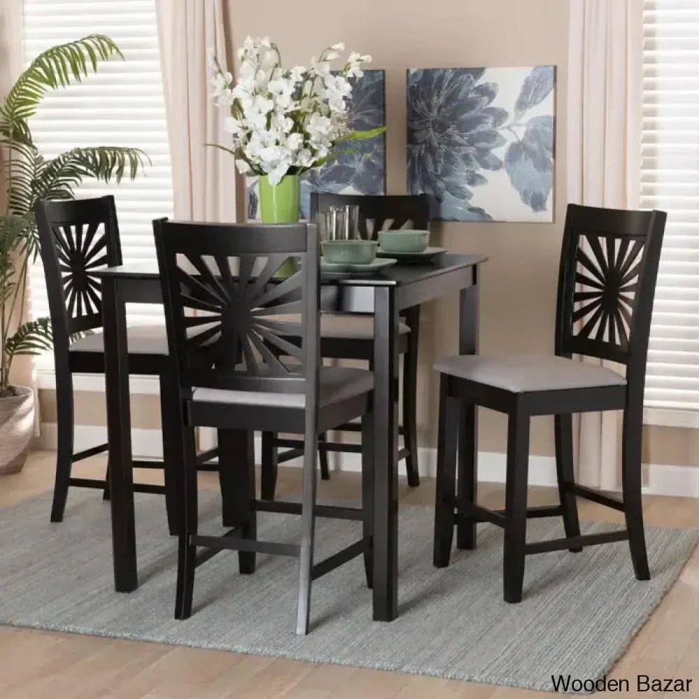 Blaine Wooden 4 Seater Dining Table Set - Bazar Espresso Brown/Gray