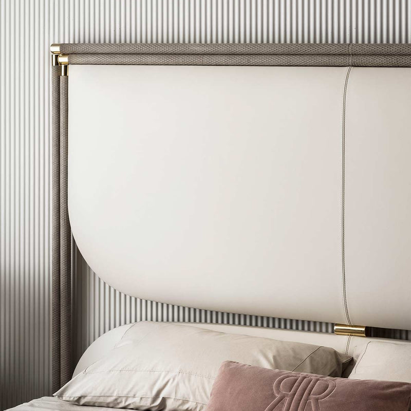 Voguish Modern Trendy  Leatherette Upholstered Off White Bed With Storage In