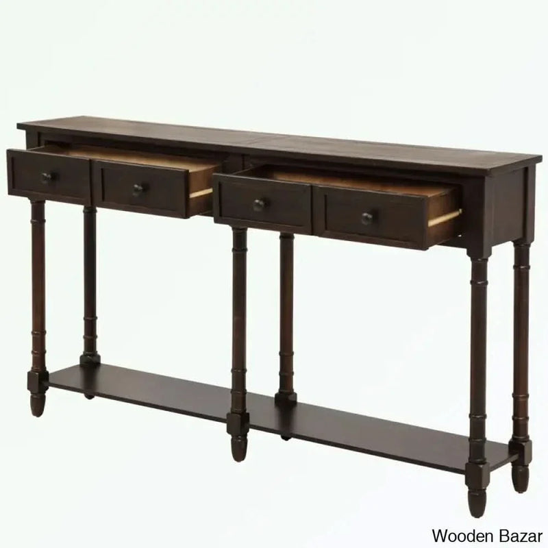 Brea Console Table Sofa Table with Two Storage Drawers and Bottom Shelf for Living Room